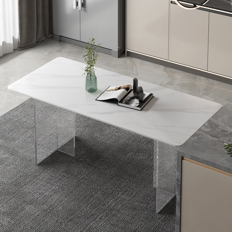 Modern Dining Table Rectangle Sintered Stone Table with Acrylic Base for Kitchen Clearhalo ' dining_table' 'Dining Tables & Seating' 'Dining Tables' 'furn' 'furn_dining_table' 'Furniture' 'furniture_dining_table' 'Kitchen & Dining Furniture' 'kitchen&dining_furn' 'kitchen' 'kitchen_dining_table' 4467842