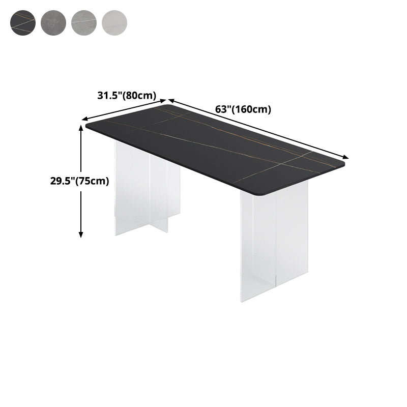 Modern Dining Table Rectangle Sintered Stone Table with Acrylic Base for Kitchen Clearhalo ' dining_table' 'Dining Tables & Seating' 'Dining Tables' 'furn' 'furn_dining_table' 'Furniture' 'furniture_dining_table' 'Kitchen & Dining Furniture' 'kitchen&dining_furn' 'kitchen' 'kitchen_dining_table' 4467846