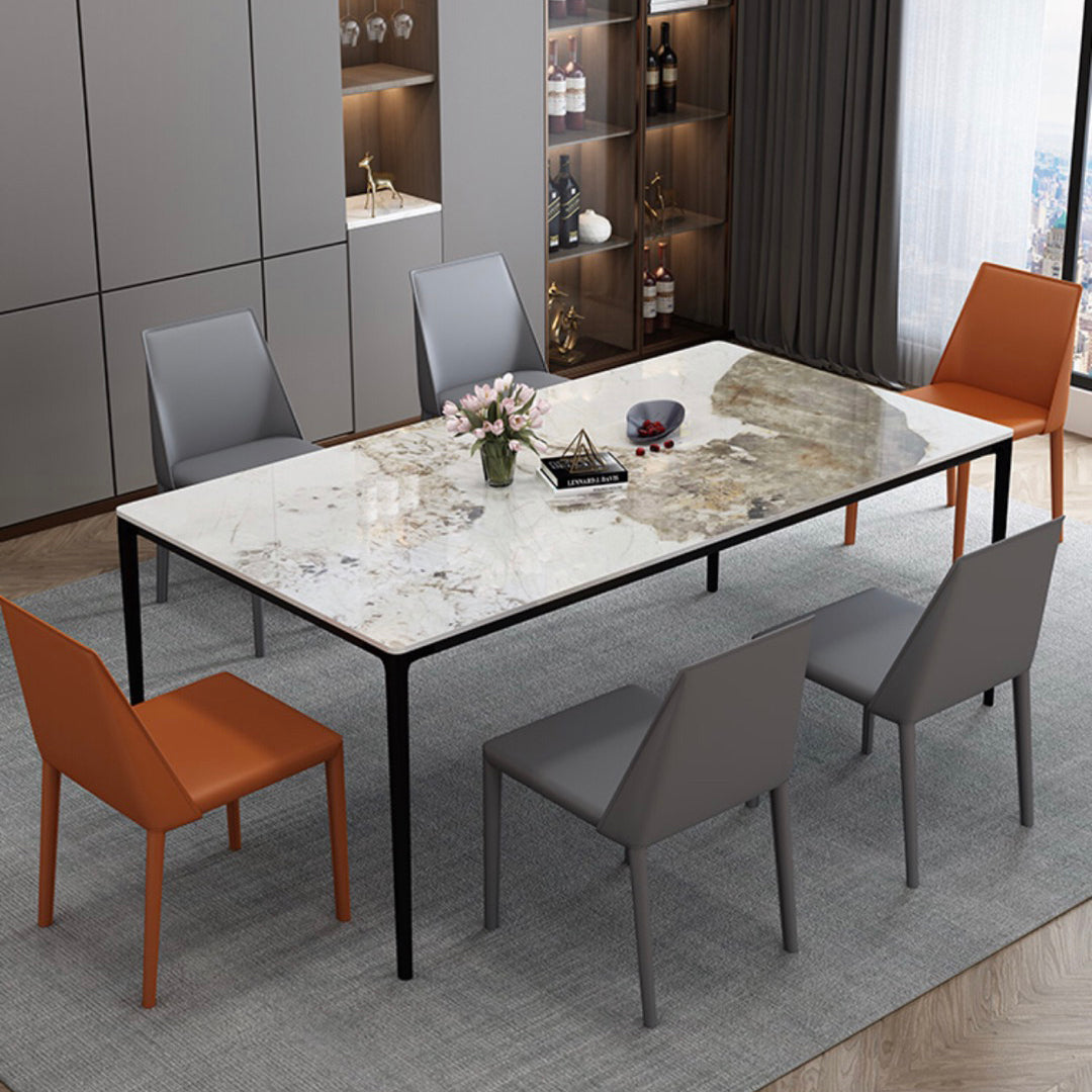 Rectangle Industrial Dining Table Sintered Stone Fixed Table with 4 Metal Legs Clearhalo ' dining_table' 'Dining Tables & Seating' 'Dining Tables' 'furn' 'furn_dining_table' 'Furniture' 'furniture_dining_table' 'Kitchen & Dining Furniture' 'kitchen&dining_furn' 'kitchen' 'kitchen_dining_table' 4467860