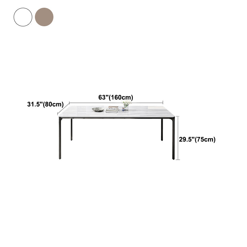 Rectangle Industrial Dining Table Sintered Stone Fixed Table with 4 Metal Legs Clearhalo ' dining_table' 'Dining Tables & Seating' 'Dining Tables' 'furn' 'furn_dining_table' 'Furniture' 'furniture_dining_table' 'Kitchen & Dining Furniture' 'kitchen&dining_furn' 'kitchen' 'kitchen_dining_table' 4467863
