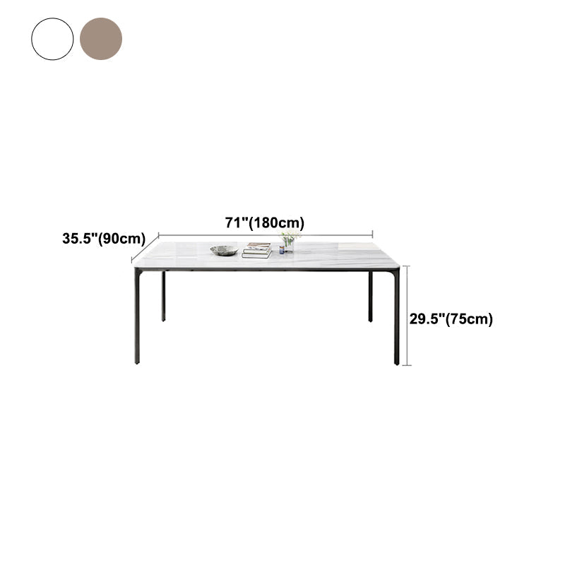 Rectangle Industrial Dining Table Sintered Stone Fixed Table with 4 Metal Legs Clearhalo ' dining_table' 'Dining Tables & Seating' 'Dining Tables' 'furn' 'furn_dining_table' 'Furniture' 'furniture_dining_table' 'Kitchen & Dining Furniture' 'kitchen&dining_furn' 'kitchen' 'kitchen_dining_table' 4467865