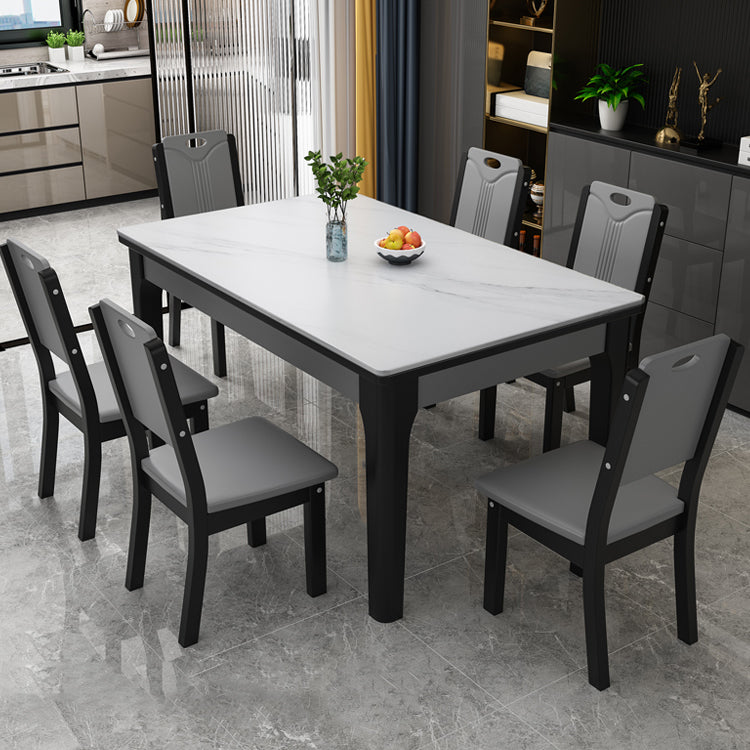 Rectangle Modern Dining Table Sintered Stone Fixed Table with 4 Wood Legs Black Without Chairs Clearhalo ' dining_table' 'Dining Tables & Seating' 'Dining Tables' 'furn' 'furn_dining_table' 'Furniture' 'furniture_dining_table' 'Kitchen & Dining Furniture' 'kitchen&dining_furn' 'kitchen' 'kitchen_dining_table' 4467884