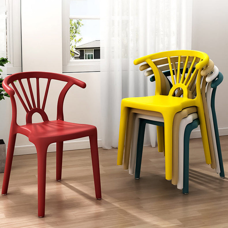 Modern Plastic Stackable Side Chair Slat Back Matte Finish Dining Chair Clearhalo ' kitchen&dining_furn' 'Dining Chairs' 'Dining Tables & Seating' 'dining_chair' 'furn' 'furn_dining_chair' 'Furniture' 'furniture_dining_chair' 'Kitchen & Dining Furniture' 'kitchen' 4467895