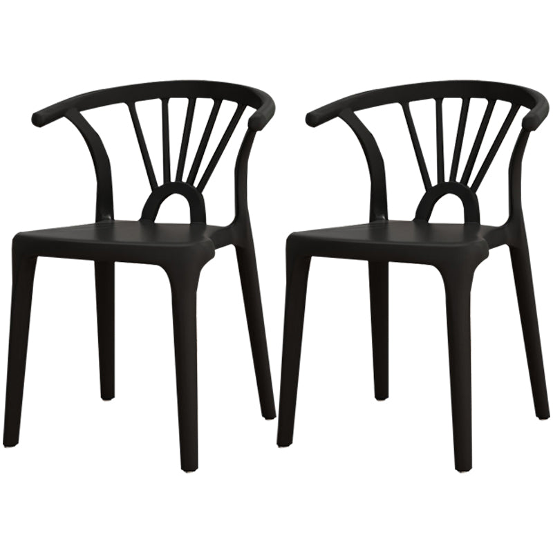 Modern Plastic Stackable Side Chair Slat Back Matte Finish Dining Chair Black 2 Piece Set Clearhalo ' kitchen&dining_furn' 'Dining Chairs' 'Dining Tables & Seating' 'dining_chair' 'furn' 'furn_dining_chair' 'Furniture' 'furniture_dining_chair' 'Kitchen & Dining Furniture' 'kitchen' 4467897