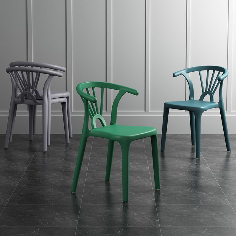Modern Plastic Stackable Side Chair Slat Back Matte Finish Dining Chair Clearhalo ' kitchen&dining_furn' 'Dining Chairs' 'Dining Tables & Seating' 'dining_chair' 'furn' 'furn_dining_chair' 'Furniture' 'furniture_dining_chair' 'Kitchen & Dining Furniture' 'kitchen' 4467898