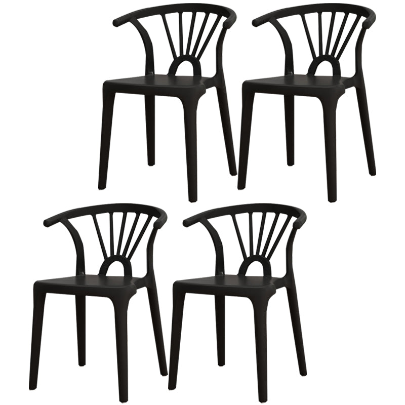 Modern Plastic Stackable Side Chair Slat Back Matte Finish Dining Chair Black 4 Piece Set Clearhalo ' kitchen&dining_furn' 'Dining Chairs' 'Dining Tables & Seating' 'dining_chair' 'furn' 'furn_dining_chair' 'Furniture' 'furniture_dining_chair' 'Kitchen & Dining Furniture' 'kitchen' 4467900