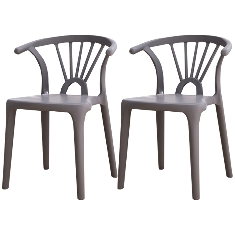 Modern Plastic Stackable Side Chair Slat Back Matte Finish Dining Chair Dark Gray 2 Piece Set Clearhalo ' kitchen&dining_furn' 'Dining Chairs' 'Dining Tables & Seating' 'dining_chair' 'furn' 'furn_dining_chair' 'Furniture' 'furniture_dining_chair' 'Kitchen & Dining Furniture' 'kitchen' 4467904