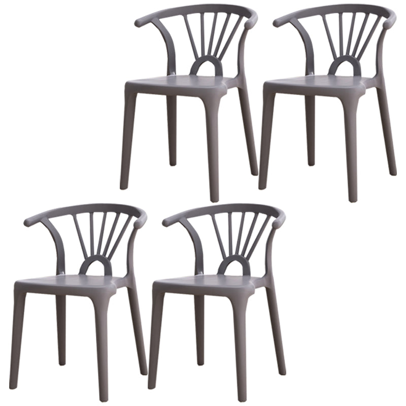 Modern Plastic Stackable Side Chair Slat Back Matte Finish Dining Chair Dark Gray 4 Piece Set Clearhalo ' kitchen&dining_furn' 'Dining Chairs' 'Dining Tables & Seating' 'dining_chair' 'furn' 'furn_dining_chair' 'Furniture' 'furniture_dining_chair' 'Kitchen & Dining Furniture' 'kitchen' 4467906