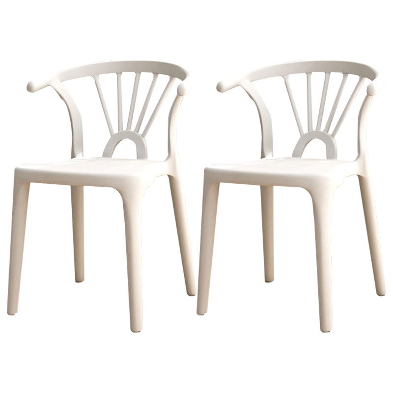 Modern Plastic Stackable Side Chair Slat Back Matte Finish Dining Chair White 2 Piece Set Clearhalo ' kitchen&dining_furn' 'Dining Chairs' 'Dining Tables & Seating' 'dining_chair' 'furn' 'furn_dining_chair' 'Furniture' 'furniture_dining_chair' 'Kitchen & Dining Furniture' 'kitchen' 4467915