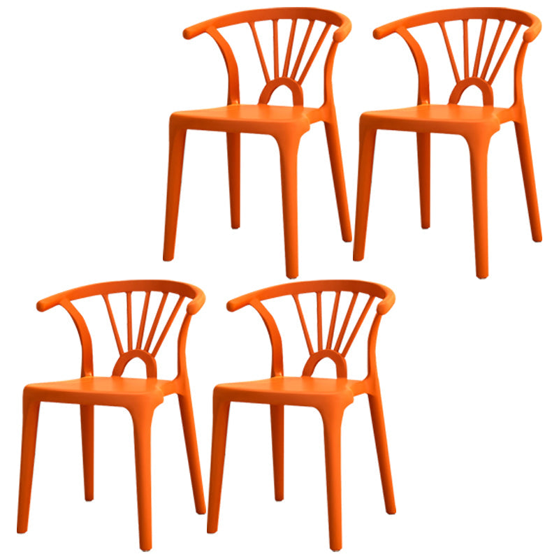 Modern Plastic Stackable Side Chair Slat Back Matte Finish Dining Chair Orange 4 Piece Set Clearhalo ' kitchen&dining_furn' 'Dining Chairs' 'Dining Tables & Seating' 'dining_chair' 'furn' 'furn_dining_chair' 'Furniture' 'furniture_dining_chair' 'Kitchen & Dining Furniture' 'kitchen' 4467922