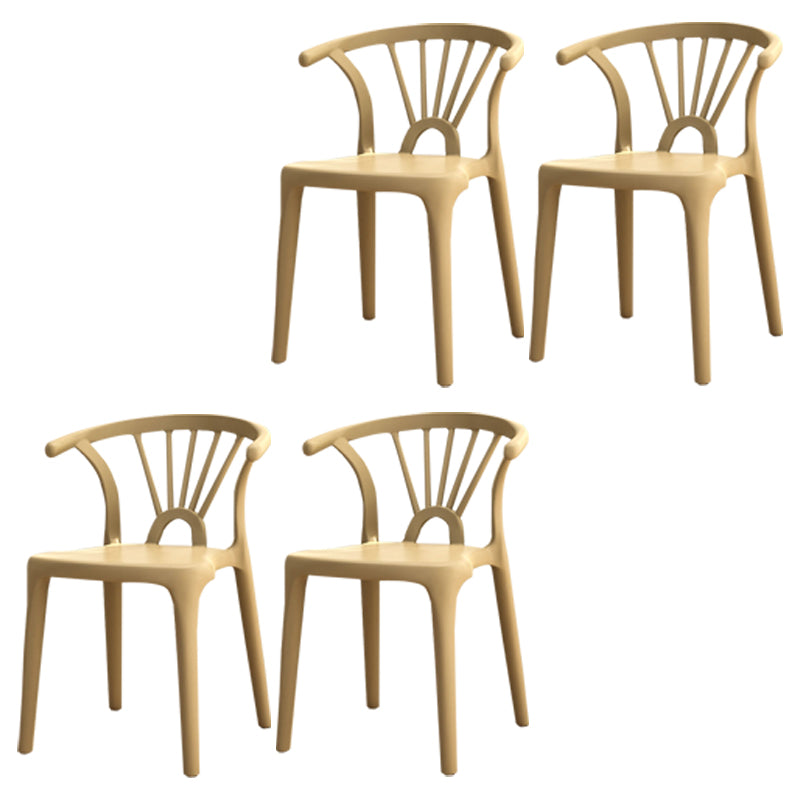 Modern Plastic Stackable Side Chair Slat Back Matte Finish Dining Chair Khaki 4 Piece Set Clearhalo ' kitchen&dining_furn' 'Dining Chairs' 'Dining Tables & Seating' 'dining_chair' 'furn' 'furn_dining_chair' 'Furniture' 'furniture_dining_chair' 'Kitchen & Dining Furniture' 'kitchen' 4467931