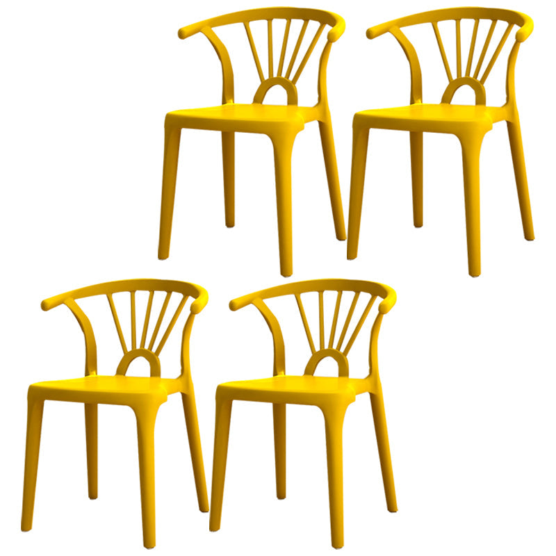 Modern Plastic Stackable Side Chair Slat Back Matte Finish Dining Chair Ginger 4 Piece Set Clearhalo ' kitchen&dining_furn' 'Dining Chairs' 'Dining Tables & Seating' 'dining_chair' 'furn' 'furn_dining_chair' 'Furniture' 'furniture_dining_chair' 'Kitchen & Dining Furniture' 'kitchen' 4467937