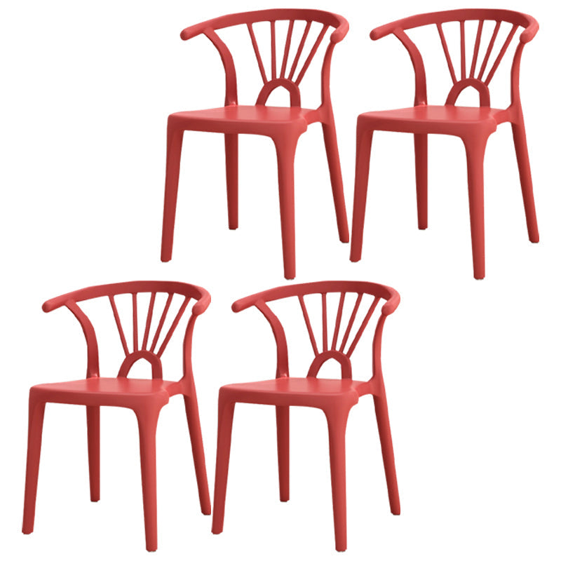 Modern Plastic Stackable Side Chair Slat Back Matte Finish Dining Chair Crimson 4 Piece Set Clearhalo ' kitchen&dining_furn' 'Dining Chairs' 'Dining Tables & Seating' 'dining_chair' 'furn' 'furn_dining_chair' 'Furniture' 'furniture_dining_chair' 'Kitchen & Dining Furniture' 'kitchen' 4467943