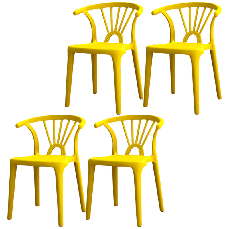 Modern Plastic Stackable Side Chair Slat Back Matte Finish Dining Chair Golden 4 Piece Set Clearhalo ' kitchen&dining_furn' 'Dining Chairs' 'Dining Tables & Seating' 'dining_chair' 'furn' 'furn_dining_chair' 'Furniture' 'furniture_dining_chair' 'Kitchen & Dining Furniture' 'kitchen' 4467946