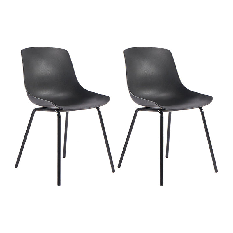 Contemporary Design Plastic Dining Armless Chair Solid Back Chair for Home Black Set of 2 Clearhalo ' kitchen&dining_furn' 'Dining Chairs' 'Dining Tables & Seating' 'dining_chair' 'Furniture' 'furniture_dining_chair' 'Kitchen & Dining Furniture' 'kitchen' 4467951