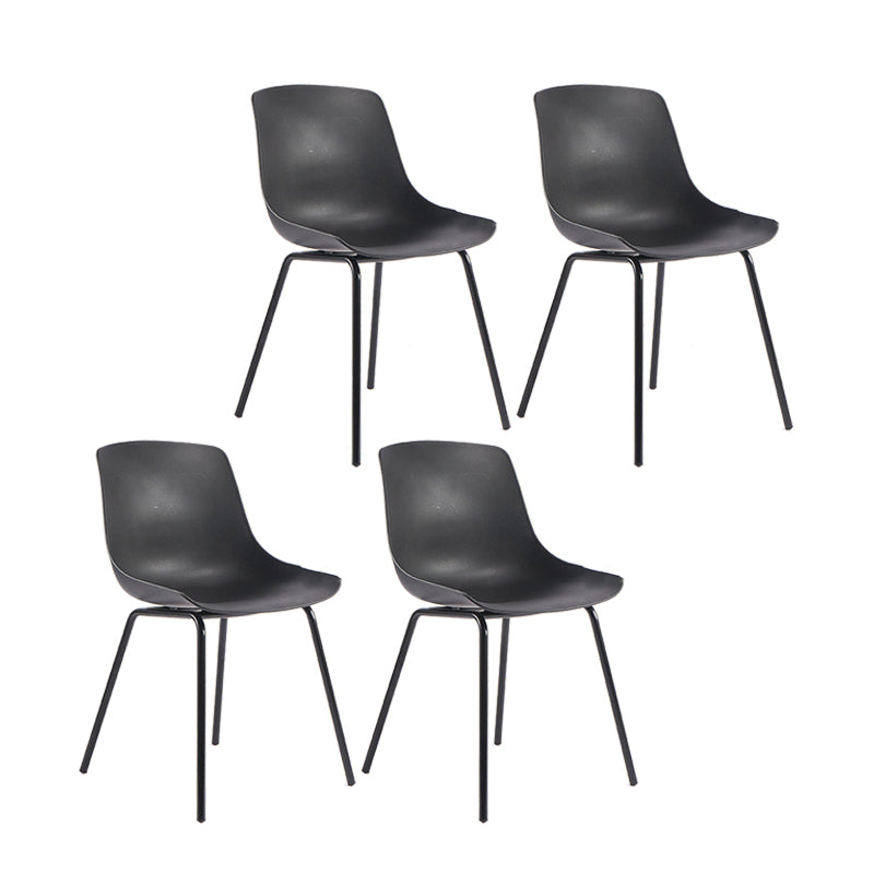 Contemporary Design Plastic Dining Armless Chair Solid Back Chair for Home Black Set of 4 Clearhalo ' kitchen&dining_furn' 'Dining Chairs' 'Dining Tables & Seating' 'dining_chair' 'Furniture' 'furniture_dining_chair' 'Kitchen & Dining Furniture' 'kitchen' 4467952