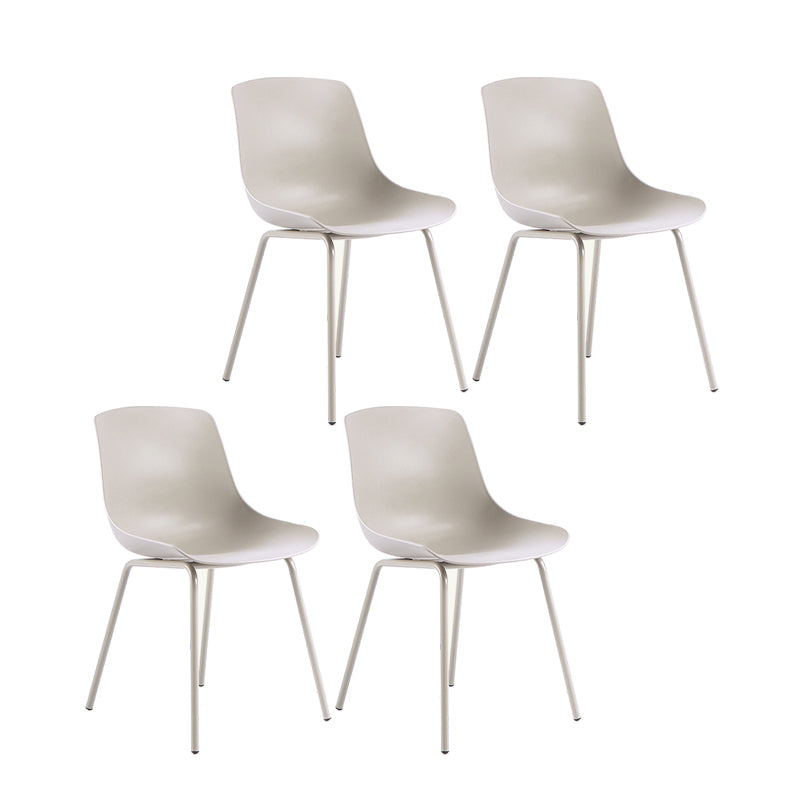Contemporary Design Plastic Dining Armless Chair Solid Back Chair for Home Grey Set of 4 Clearhalo ' kitchen&dining_furn' 'Dining Chairs' 'Dining Tables & Seating' 'dining_chair' 'Furniture' 'furniture_dining_chair' 'Kitchen & Dining Furniture' 'kitchen' 4467958