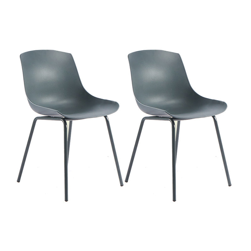 Contemporary Design Plastic Dining Armless Chair Solid Back Chair for Home Dark Gray Set of 2 Clearhalo ' kitchen&dining_furn' 'Dining Chairs' 'Dining Tables & Seating' 'dining_chair' 'Furniture' 'furniture_dining_chair' 'Kitchen & Dining Furniture' 'kitchen' 4467963