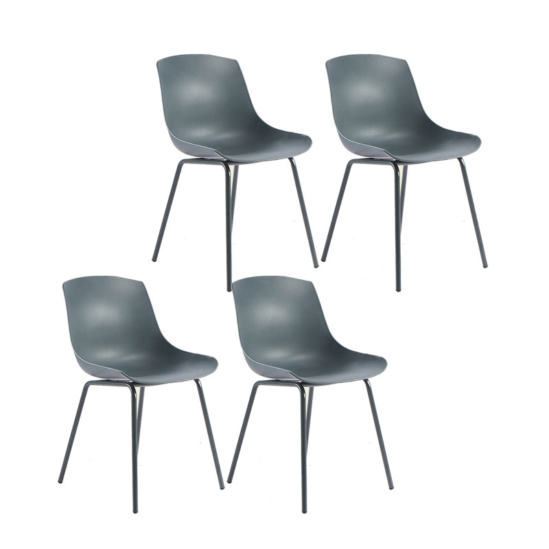 Contemporary Design Plastic Dining Armless Chair Solid Back Chair for Home Dark Gray Set of 4 Clearhalo ' kitchen&dining_furn' 'Dining Chairs' 'Dining Tables & Seating' 'dining_chair' 'Furniture' 'furniture_dining_chair' 'Kitchen & Dining Furniture' 'kitchen' 4467965
