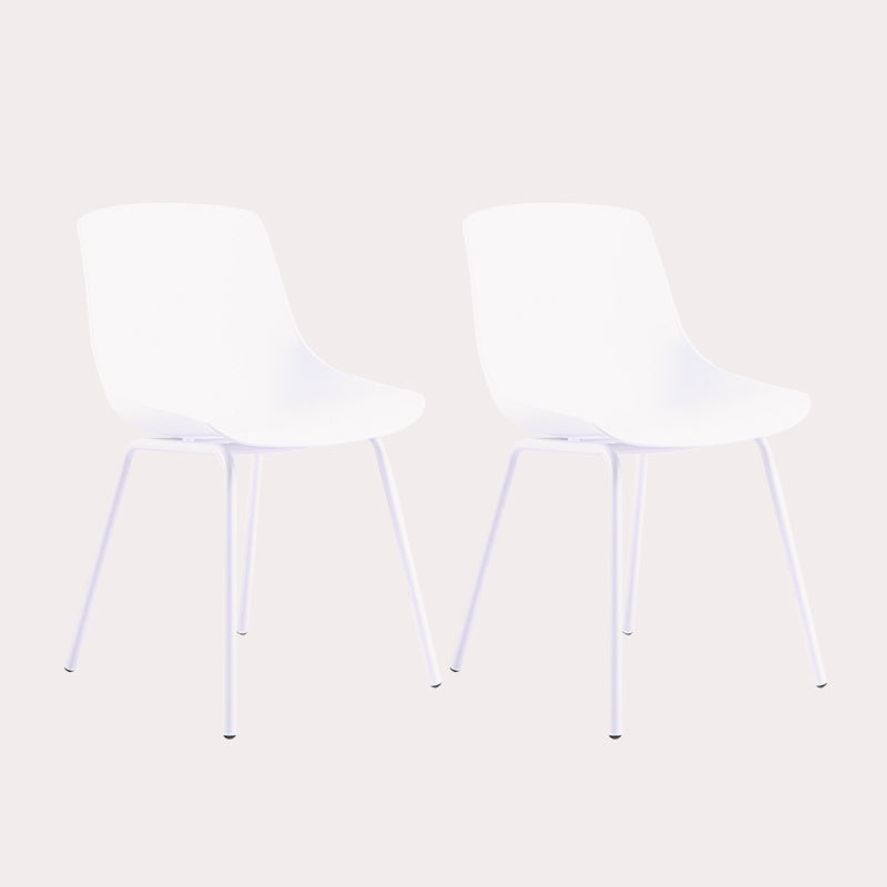 Contemporary Design Plastic Dining Armless Chair Solid Back Chair for Home White Set of 2 Clearhalo ' kitchen&dining_furn' 'Dining Chairs' 'Dining Tables & Seating' 'dining_chair' 'Furniture' 'furniture_dining_chair' 'Kitchen & Dining Furniture' 'kitchen' 4467969