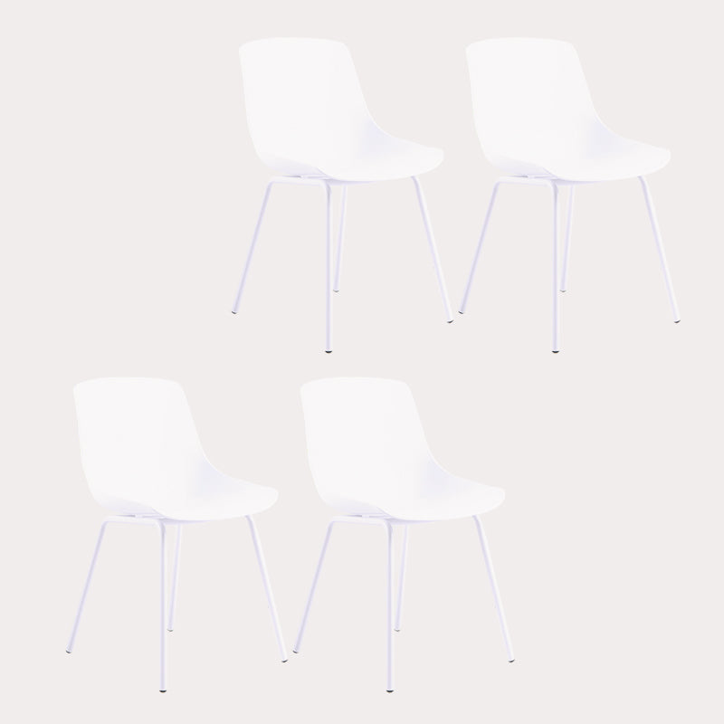 Contemporary Design Plastic Dining Armless Chair Solid Back Chair for Home White Set of 4 Clearhalo ' kitchen&dining_furn' 'Dining Chairs' 'Dining Tables & Seating' 'dining_chair' 'Furniture' 'furniture_dining_chair' 'Kitchen & Dining Furniture' 'kitchen' 4467970