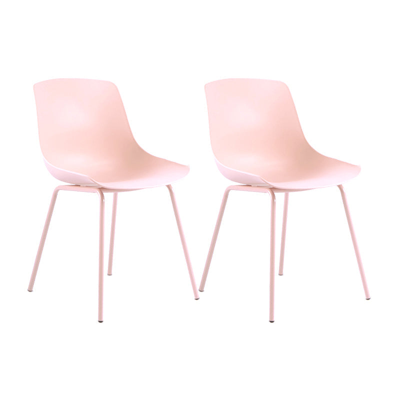 Contemporary Design Plastic Dining Armless Chair Solid Back Chair for Home Pink Set of 2 Clearhalo ' kitchen&dining_furn' 'Dining Chairs' 'Dining Tables & Seating' 'dining_chair' 'Furniture' 'furniture_dining_chair' 'Kitchen & Dining Furniture' 'kitchen' 4467972
