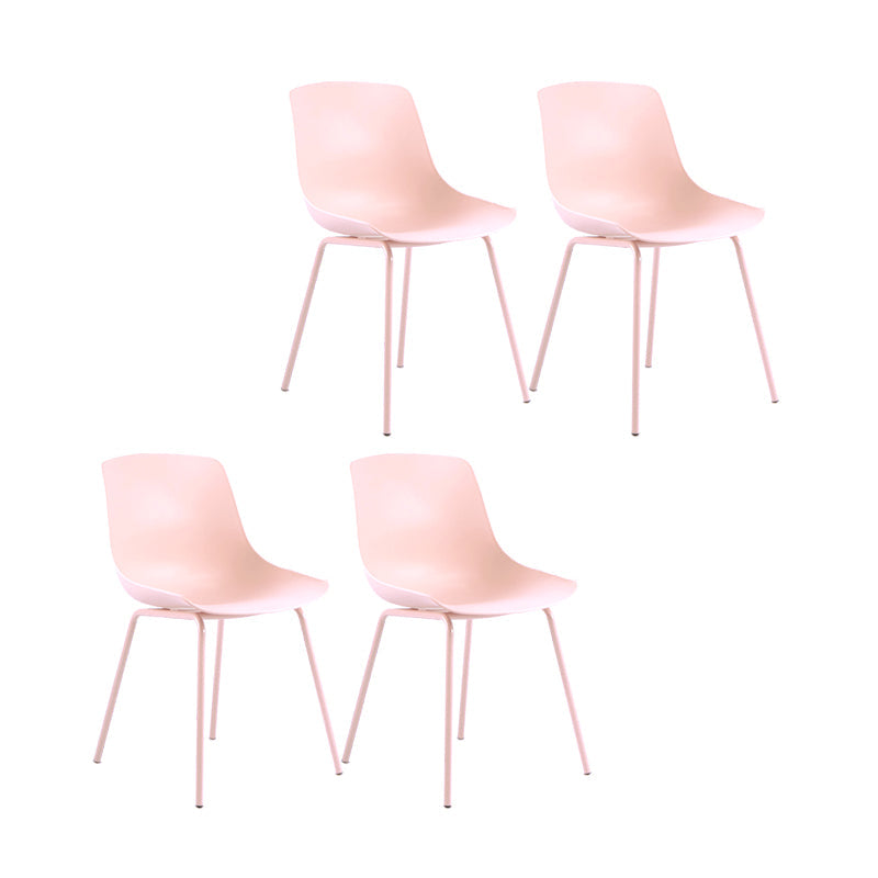 Contemporary Design Plastic Dining Armless Chair Solid Back Chair for Home Pink Set of 4 Clearhalo ' kitchen&dining_furn' 'Dining Chairs' 'Dining Tables & Seating' 'dining_chair' 'Furniture' 'furniture_dining_chair' 'Kitchen & Dining Furniture' 'kitchen' 4467973