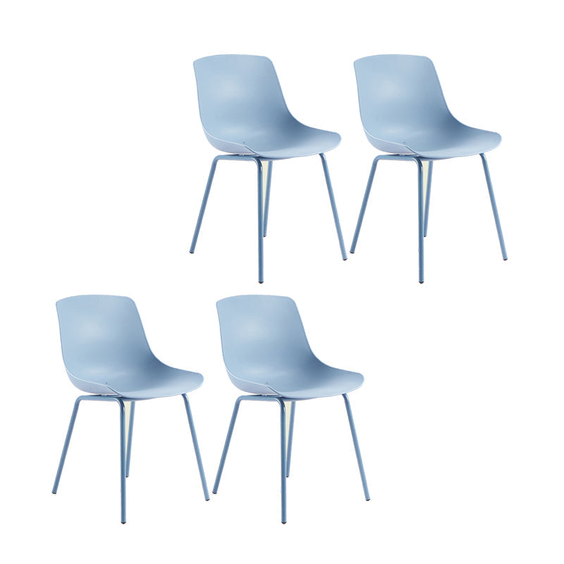 Contemporary Design Plastic Dining Armless Chair Solid Back Chair for Home Blue Set of 4 Clearhalo ' kitchen&dining_furn' 'Dining Chairs' 'Dining Tables & Seating' 'dining_chair' 'Furniture' 'furniture_dining_chair' 'Kitchen & Dining Furniture' 'kitchen' 4467976