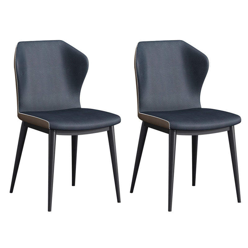 Modern Restaurant Wingback Side Chair Leather Matte Finish Dining Chair Dark Blue 2 Piece Set Clearhalo ' kitchen&dining_furn' 'Dining Chairs' 'Dining Tables & Seating' 'dining_chair' 'furn' 'furn_dining_chair' 'Furniture' 'furniture_dining_chair' 'Kitchen & Dining Furniture' 'kitchen' 4468024