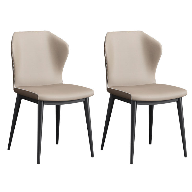 Modern Restaurant Wingback Side Chair Leather Matte Finish Dining Chair Cream Gray 2 Piece Set Clearhalo ' kitchen&dining_furn' 'Dining Chairs' 'Dining Tables & Seating' 'dining_chair' 'furn' 'furn_dining_chair' 'Furniture' 'furniture_dining_chair' 'Kitchen & Dining Furniture' 'kitchen' 4468026