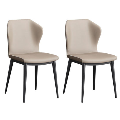 Modern Restaurant Wingback Side Chair Leather Matte Finish Dining Chair Cream Gray 2 Piece Set Clearhalo ' kitchen&dining_furn' 'Dining Chairs' 'Dining Tables & Seating' 'dining_chair' 'furn' 'furn_dining_chair' 'Furniture' 'furniture_dining_chair' 'Kitchen & Dining Furniture' 'kitchen' 4468026
