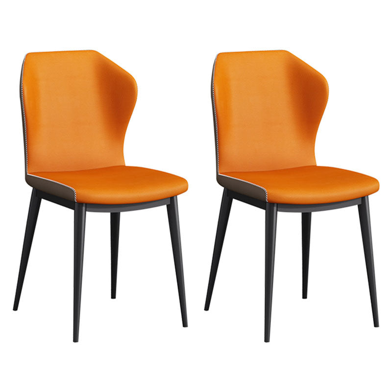 Modern Restaurant Wingback Side Chair Leather Matte Finish Dining Chair Orange 2 Piece Set Clearhalo ' kitchen&dining_furn' 'Dining Chairs' 'Dining Tables & Seating' 'dining_chair' 'furn' 'furn_dining_chair' 'Furniture' 'furniture_dining_chair' 'Kitchen & Dining Furniture' 'kitchen' 4468030