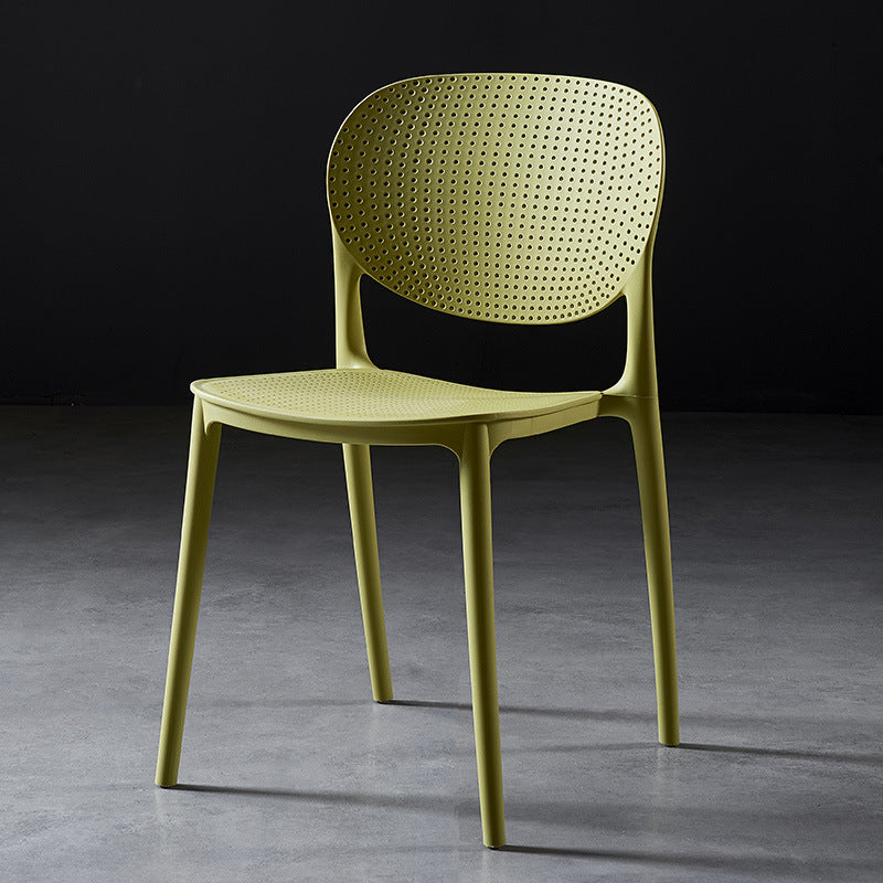 Contemporary Dining and Accent Chair Matte Finish Plastic Open Back Armless Chair Pea Green 1 Piece Clearhalo ' kitchen&dining_furn' 'Dining Chairs' 'Dining Tables & Seating' 'dining_chair' 'Furniture' 'furniture_dining_chair' 'Kitchen & Dining Furniture' 'kitchen' 4468038