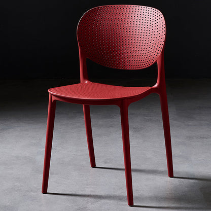 Contemporary Dining and Accent Chair Matte Finish Plastic Open Back Armless Chair Red 1 Piece Clearhalo ' kitchen&dining_furn' 'Dining Chairs' 'Dining Tables & Seating' 'dining_chair' 'Furniture' 'furniture_dining_chair' 'Kitchen & Dining Furniture' 'kitchen' 4468049