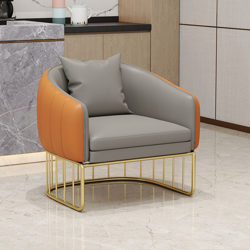 Glam Metal Dining Armless Chair PU Leather Dining Chairs for Home Use Orange-Gray 1 Piece Clearhalo ' kitchen&dining_furn' 'Dining Chairs' 'Dining Tables & Seating' 'dining_chair' 'furn' 'furn_dining_chair' 'Furniture' 'furniture_dining_chair' 'Kitchen & Dining Furniture' 'kitchen' 4468060