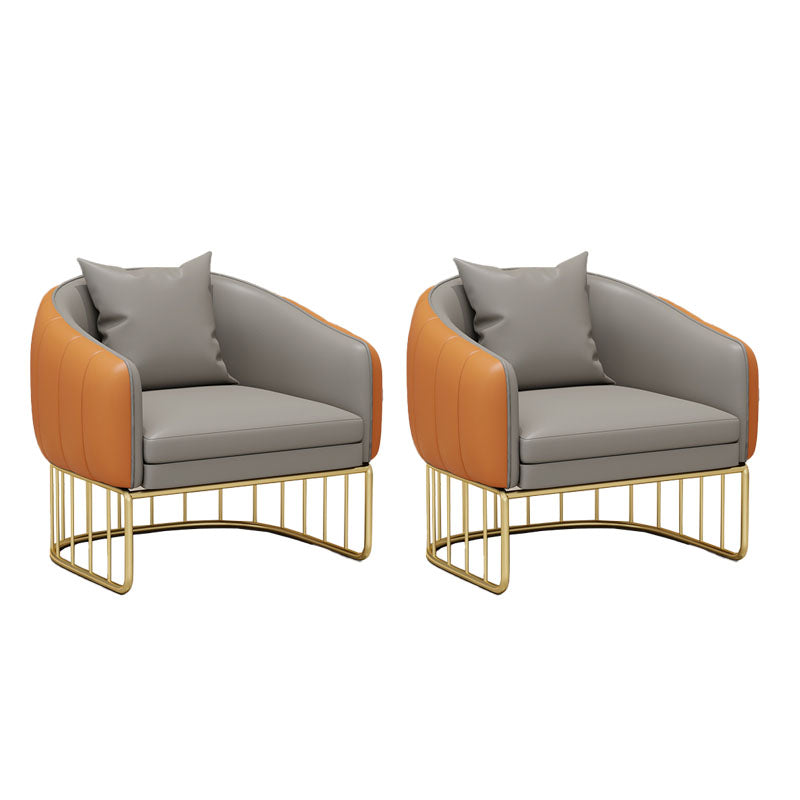 Glam Metal Dining Armless Chair PU Leather Dining Chairs for Home Use Orange-Gray 2 Piece Set Clearhalo ' kitchen&dining_furn' 'Dining Chairs' 'Dining Tables & Seating' 'dining_chair' 'furn' 'furn_dining_chair' 'Furniture' 'furniture_dining_chair' 'Kitchen & Dining Furniture' 'kitchen' 4468062