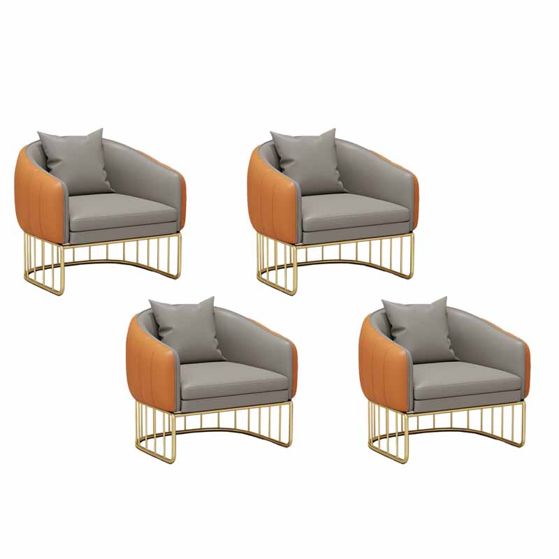 Glam Metal Dining Armless Chair PU Leather Dining Chairs for Home Use Orange-Gray 4 Piece Set Clearhalo ' kitchen&dining_furn' 'Dining Chairs' 'Dining Tables & Seating' 'dining_chair' 'furn' 'furn_dining_chair' 'Furniture' 'furniture_dining_chair' 'Kitchen & Dining Furniture' 'kitchen' 4468064