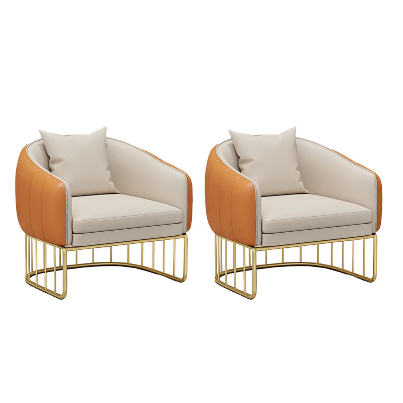 Glam Metal Dining Armless Chair PU Leather Dining Chairs for Home Use Orange White 2 Piece Set Clearhalo ' kitchen&dining_furn' 'Dining Chairs' 'Dining Tables & Seating' 'dining_chair' 'furn' 'furn_dining_chair' 'Furniture' 'furniture_dining_chair' 'Kitchen & Dining Furniture' 'kitchen' 4468073