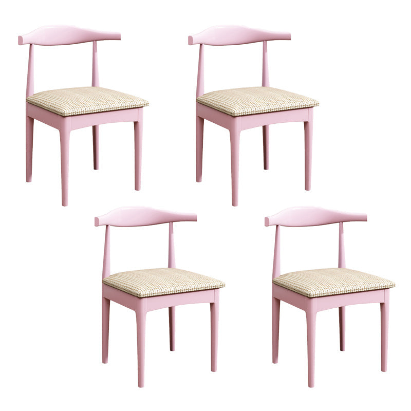Contemporary Style Dining Wooden Chairs Kitchen Open Back Arm Dining Chairs Pink 4 Piece Set Clearhalo ' kitchen&dining_furn' 'Dining Chairs' 'Dining Tables & Seating' 'dining_chair' 'furn' 'furn_dining_chair' 'Furniture' 'furniture_dining_chair' 'Kitchen & Dining Furniture' 'kitchen' 4468109