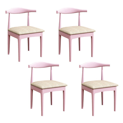 Contemporary Style Dining Wooden Chairs Kitchen Open Back Arm Dining Chairs Pink 4 Piece Set Clearhalo ' kitchen&dining_furn' 'Dining Chairs' 'Dining Tables & Seating' 'dining_chair' 'furn' 'furn_dining_chair' 'Furniture' 'furniture_dining_chair' 'Kitchen & Dining Furniture' 'kitchen' 4468109