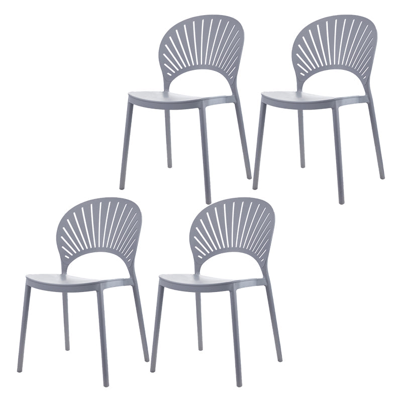 Contemporary Style Dining Plastic Chair Kitchen Open Back Dining Armless Chairs Grey 4 Piece Set Clearhalo ' kitchen&dining_furn' 'Dining Chairs' 'Dining Tables & Seating' 'dining_chair' 'furn' 'furn_dining_chair' 'Furniture' 'furniture_dining_chair' 'Kitchen & Dining Furniture' 'kitchen' 4468116