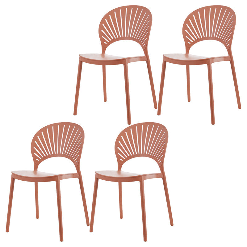 Contemporary Style Dining Plastic Chair Kitchen Open Back Dining Armless Chairs Brown 4 Piece Set Clearhalo ' kitchen&dining_furn' 'Dining Chairs' 'Dining Tables & Seating' 'dining_chair' 'furn' 'furn_dining_chair' 'Furniture' 'furniture_dining_chair' 'Kitchen & Dining Furniture' 'kitchen' 4468129