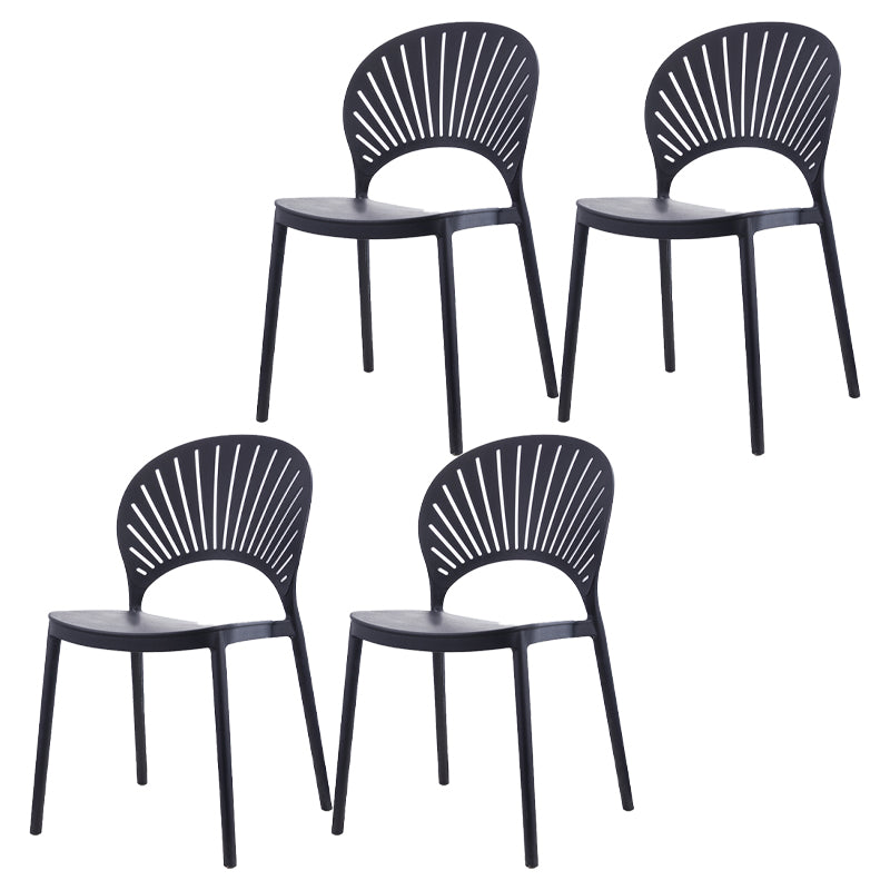 Contemporary Style Dining Plastic Chair Kitchen Open Back Dining Armless Chairs Black 4 Piece Set Clearhalo ' kitchen&dining_furn' 'Dining Chairs' 'Dining Tables & Seating' 'dining_chair' 'furn' 'furn_dining_chair' 'Furniture' 'furniture_dining_chair' 'Kitchen & Dining Furniture' 'kitchen' 4468137