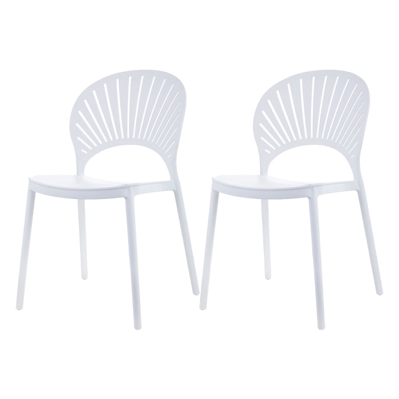 Contemporary Style Dining Plastic Chair Kitchen Open Back Dining Armless Chairs White 2 Piece Set Clearhalo ' kitchen&dining_furn' 'Dining Chairs' 'Dining Tables & Seating' 'dining_chair' 'furn' 'furn_dining_chair' 'Furniture' 'furniture_dining_chair' 'Kitchen & Dining Furniture' 'kitchen' 4468139
