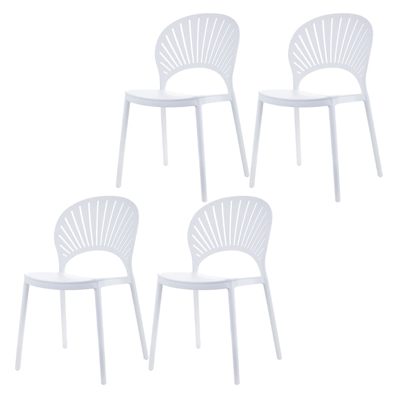 Contemporary Style Dining Plastic Chair Kitchen Open Back Dining Armless Chairs White 4 Piece Set Clearhalo ' kitchen&dining_furn' 'Dining Chairs' 'Dining Tables & Seating' 'dining_chair' 'furn' 'furn_dining_chair' 'Furniture' 'furniture_dining_chair' 'Kitchen & Dining Furniture' 'kitchen' 4468140