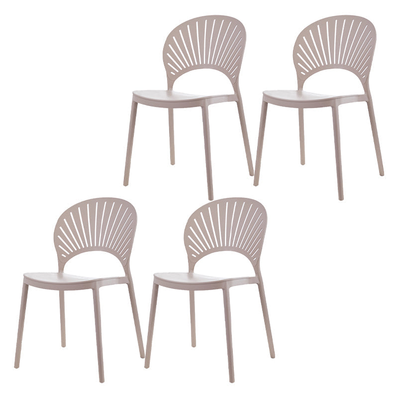 Contemporary Style Dining Plastic Chair Kitchen Open Back Dining Armless Chairs Khaki 4 Piece Set Clearhalo ' kitchen&dining_furn' 'Dining Chairs' 'Dining Tables & Seating' 'dining_chair' 'furn' 'furn_dining_chair' 'Furniture' 'furniture_dining_chair' 'Kitchen & Dining Furniture' 'kitchen' 4468143