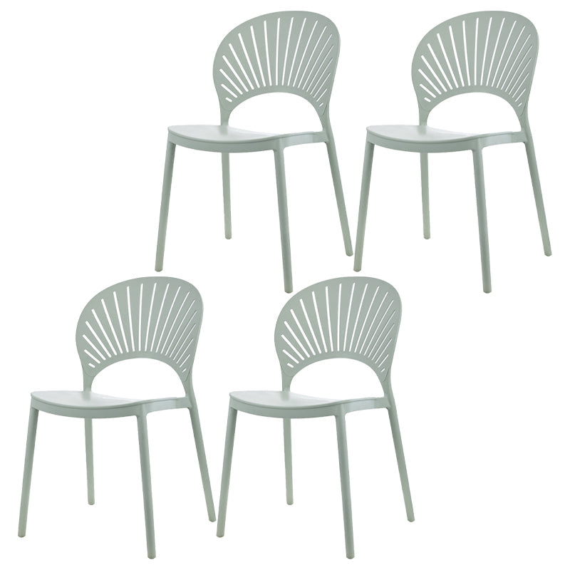 Contemporary Style Dining Plastic Chair Kitchen Open Back Dining Armless Chairs Green 4 Piece Set Clearhalo ' kitchen&dining_furn' 'Dining Chairs' 'Dining Tables & Seating' 'dining_chair' 'furn' 'furn_dining_chair' 'Furniture' 'furniture_dining_chair' 'Kitchen & Dining Furniture' 'kitchen' 4468149