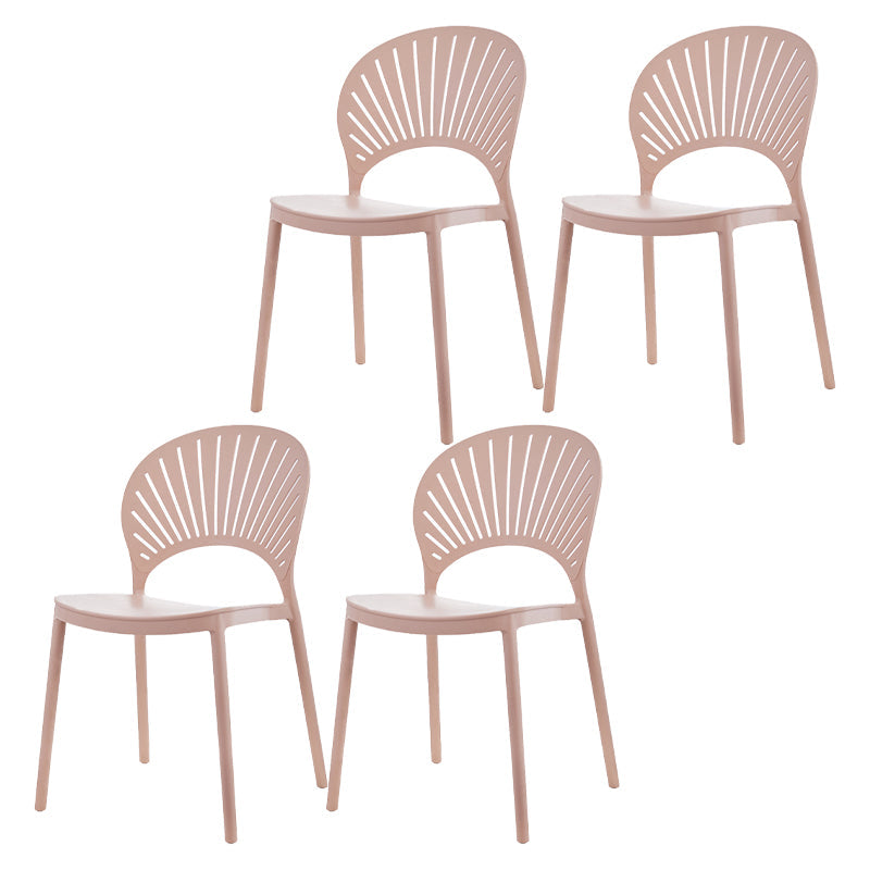 Contemporary Style Dining Plastic Chair Kitchen Open Back Dining Armless Chairs Pink 4 Piece Set Clearhalo ' kitchen&dining_furn' 'Dining Chairs' 'Dining Tables & Seating' 'dining_chair' 'furn' 'furn_dining_chair' 'Furniture' 'furniture_dining_chair' 'Kitchen & Dining Furniture' 'kitchen' 4468152