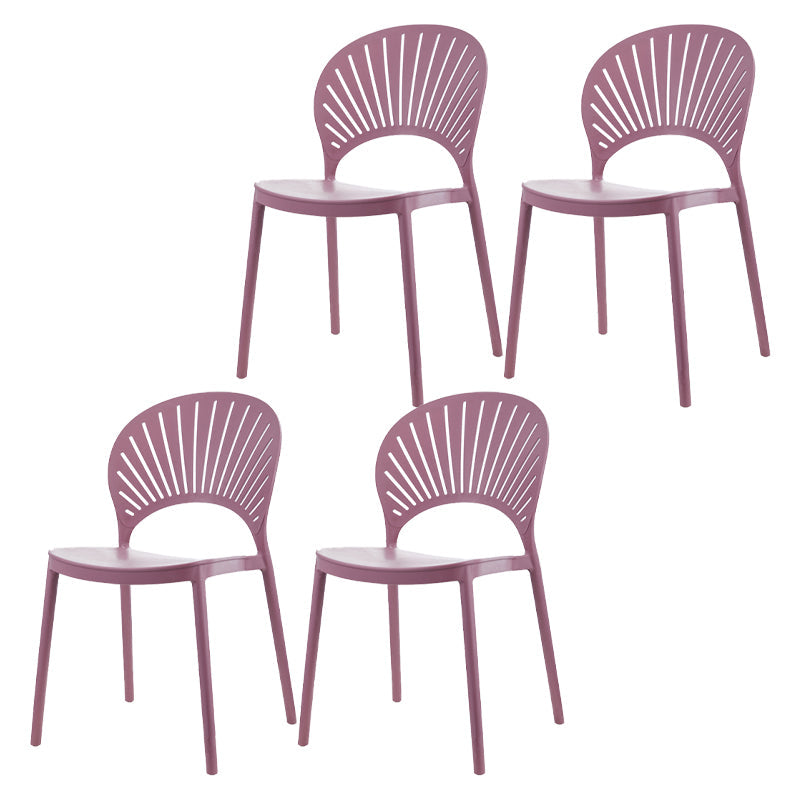 Contemporary Style Dining Plastic Chair Kitchen Open Back Dining Armless Chairs Purple 4 Piece Set Clearhalo ' kitchen&dining_furn' 'Dining Chairs' 'Dining Tables & Seating' 'dining_chair' 'furn' 'furn_dining_chair' 'Furniture' 'furniture_dining_chair' 'Kitchen & Dining Furniture' 'kitchen' 4468155