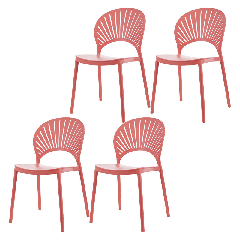 Contemporary Style Dining Plastic Chair Kitchen Open Back Dining Armless Chairs Red 4 Piece Set Clearhalo ' kitchen&dining_furn' 'Dining Chairs' 'Dining Tables & Seating' 'dining_chair' 'furn' 'furn_dining_chair' 'Furniture' 'furniture_dining_chair' 'Kitchen & Dining Furniture' 'kitchen' 4468158